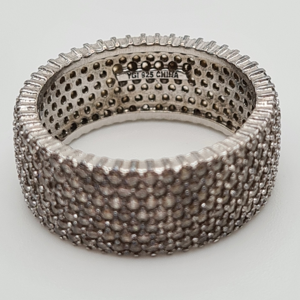 YGI 925 China Silver & Cubic Zirconia Micropave Multi Row Eternity Band Ring - Picture 3 of 6